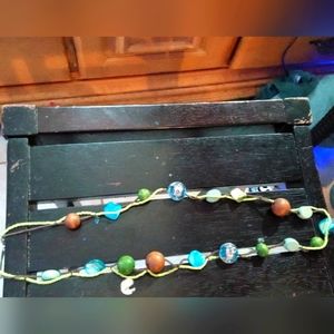Multi color long bead necklace